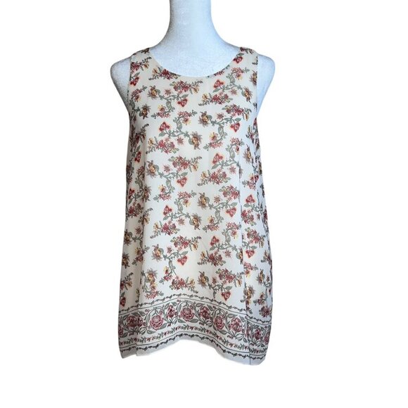 MAX STUDIO Sleeveless Floral Boho Top Y2K Handkerchief Tunic Fairycore Size Med - Picture 2 of 10